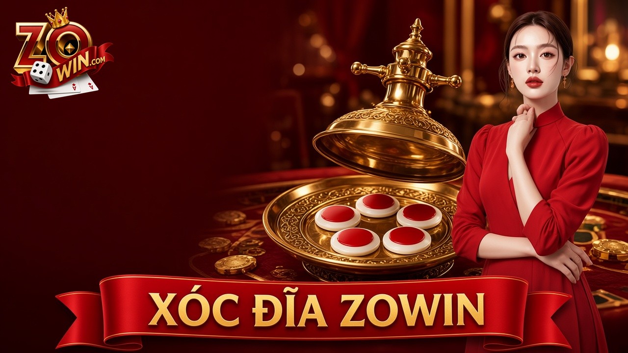 Banner xóc đĩa Zowin với bát đồng và quân đỏ trắng